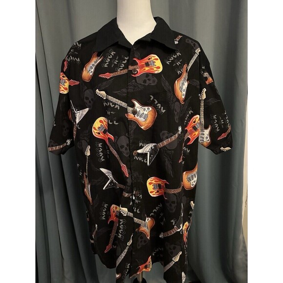 Max Boxxer USA Rock and Roll Music Guitar Short Sleeve Shirt Mens Sz EX Large - Picture 1 of 7